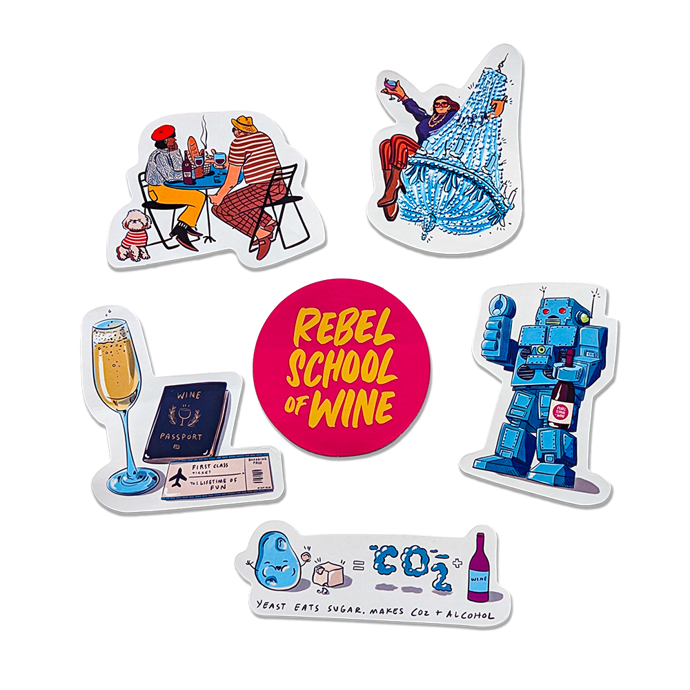 Sticker Rabel Rebel School of Wine Sticker Pack – Rosé Mansion